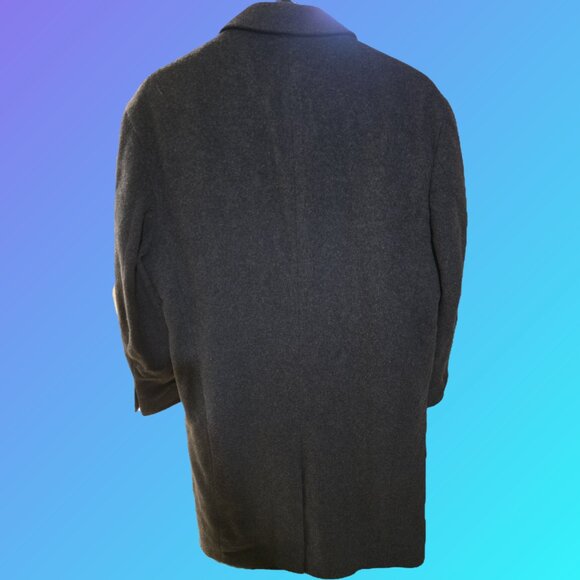 London fog men's double breasted gray wool coat / trench - est size 44 - Picture 2 of 5